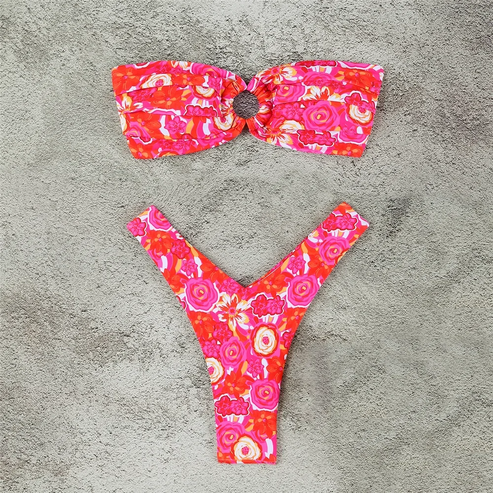 마이크로 비키니는 여성을위한 수영복을 밀어 2024 섹시한 여성 수영복 브라질 비키니 세트 끈 팬티 수영복 수영복 인쇄 Beachwear