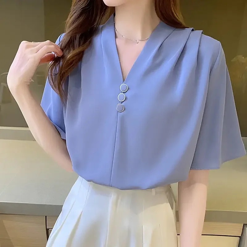 Button Up Woman Top Summer with Short Sleeve Loose Shirts & Blouses for Women High Quality Y2k Fashion Cool Clothing Sales M Xl