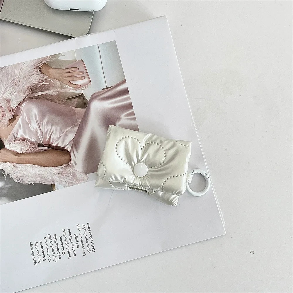 Cute Balletcore Heart Earphone Bag Korean Style Soft Bow Headphone Storage Bag PU Leather Pink Bluetooth Headset Earphone Case