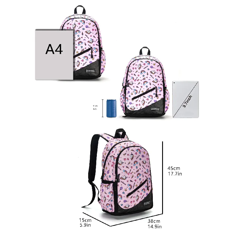 Large capacity backpack with 45CM cartoon print backpack, college student trendy travel backpack