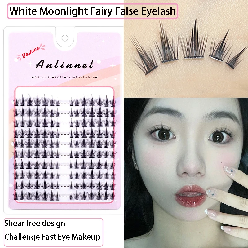 12 Rows Pure White Moonlight False Eyelash Segmented Personal Eyelash Single Cluster Fairy False Eyelash Novice