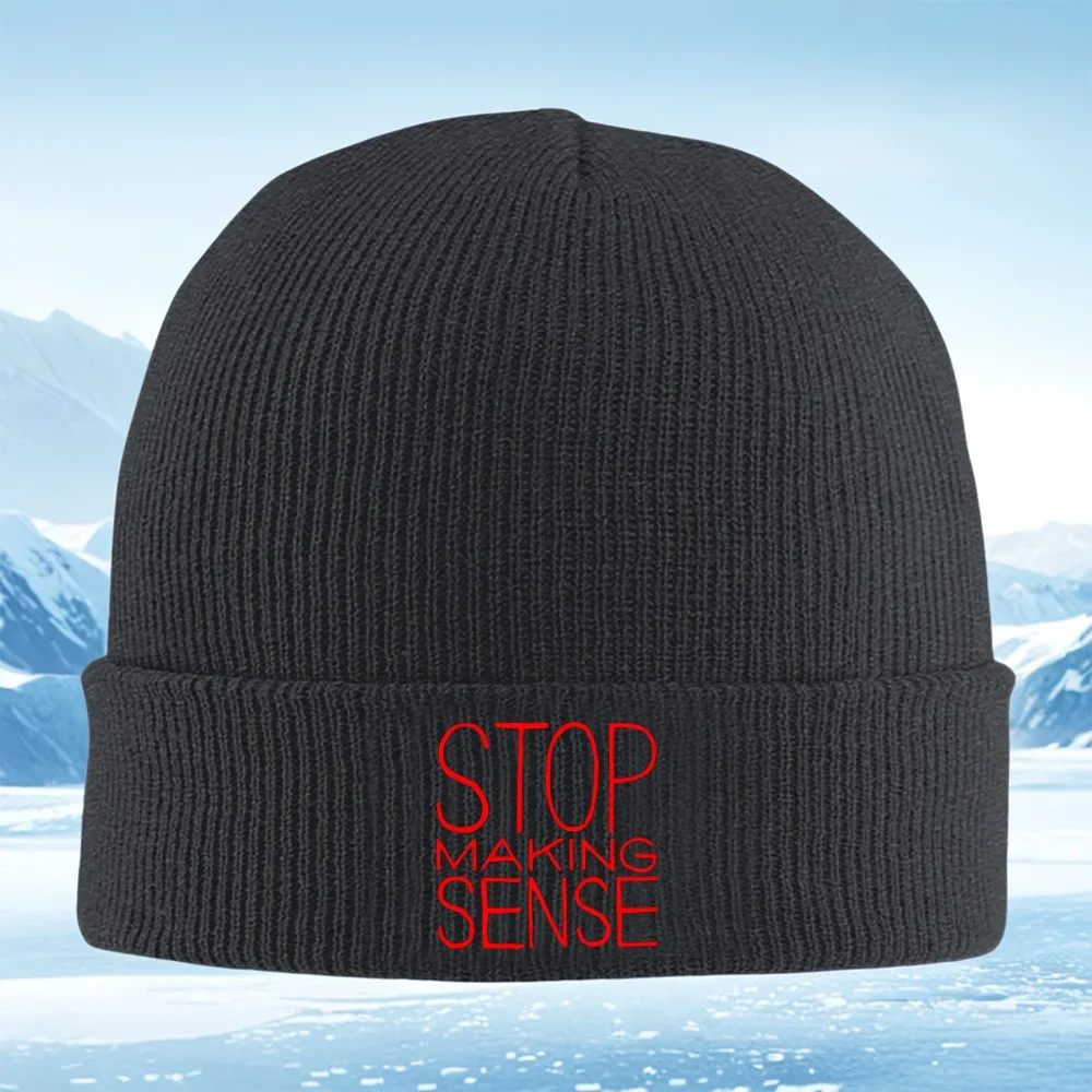 2026 Stop Making Sense lettering design Men Women Unisex Knitted Hat Beanie Pullover Cap Winter Thermal Warm Christmas Outdoor C