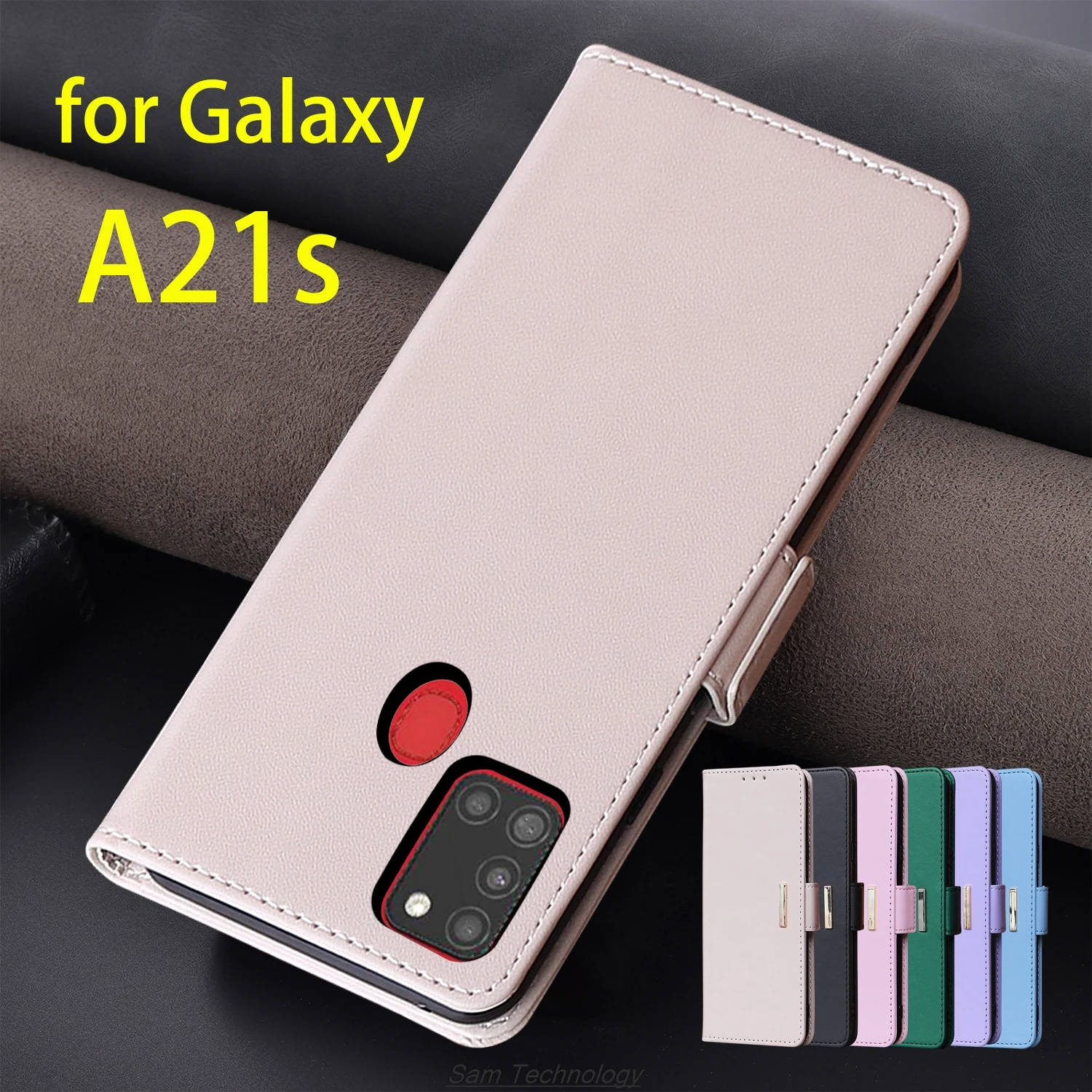 

Кожаный чехол с магнитной пряжкой для Samsung Galaxy A21s, кошелек с RFID-блокировкой, откидная крышка, женский простой чехол, чехол Fundas Coque