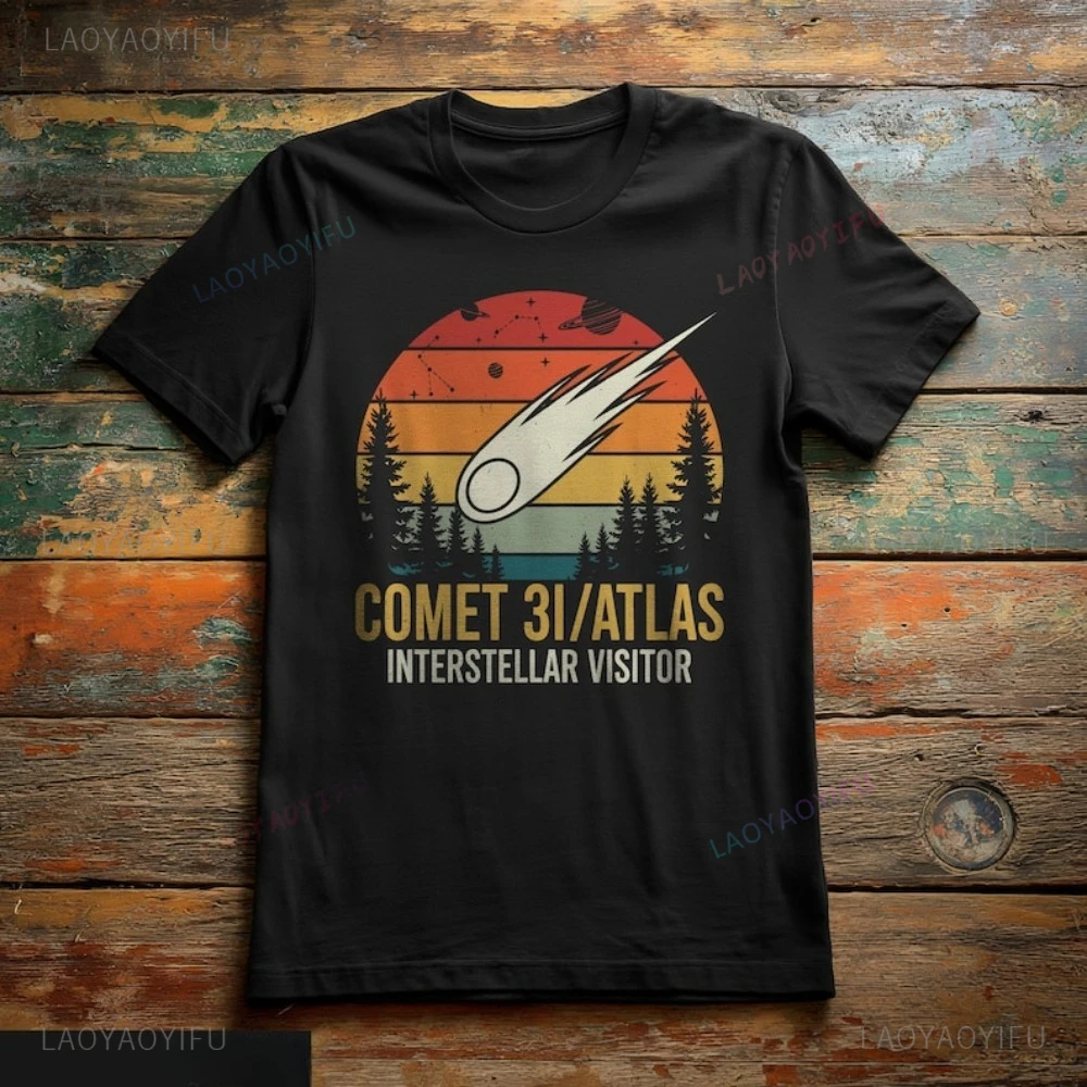Interstellar Comet 3I ATLAS Retro Space Graphic Sci-Fi Space T-Shirt Astronomy Gift Shirt Casual Fashion Loose Unisex T Shirt
