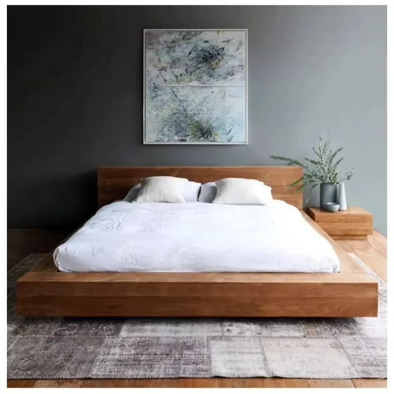 

Nordic solid wood bed, black walnut 1.8m storage bed, oak drawer tatami, modern simple double b ed