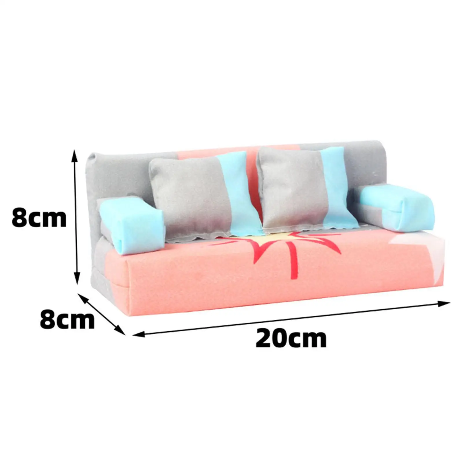 3個入り ランダムカラー アクセサリー ドールハウス 家具 デコレーション ミニソファモデル 枕2個付き ドールハウス ソファ 枕セット リビングルーム用