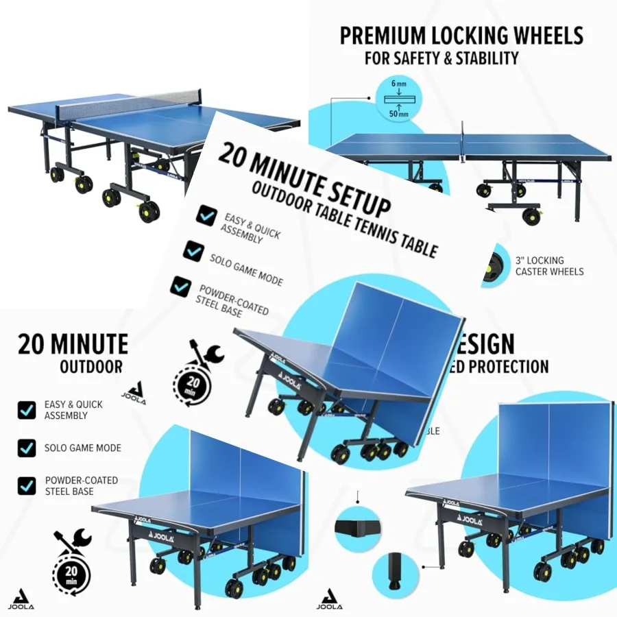 

Outdoor ping pong table with waterproof net set aluminum composite surface gray quick assembly and all-weather tournament quali