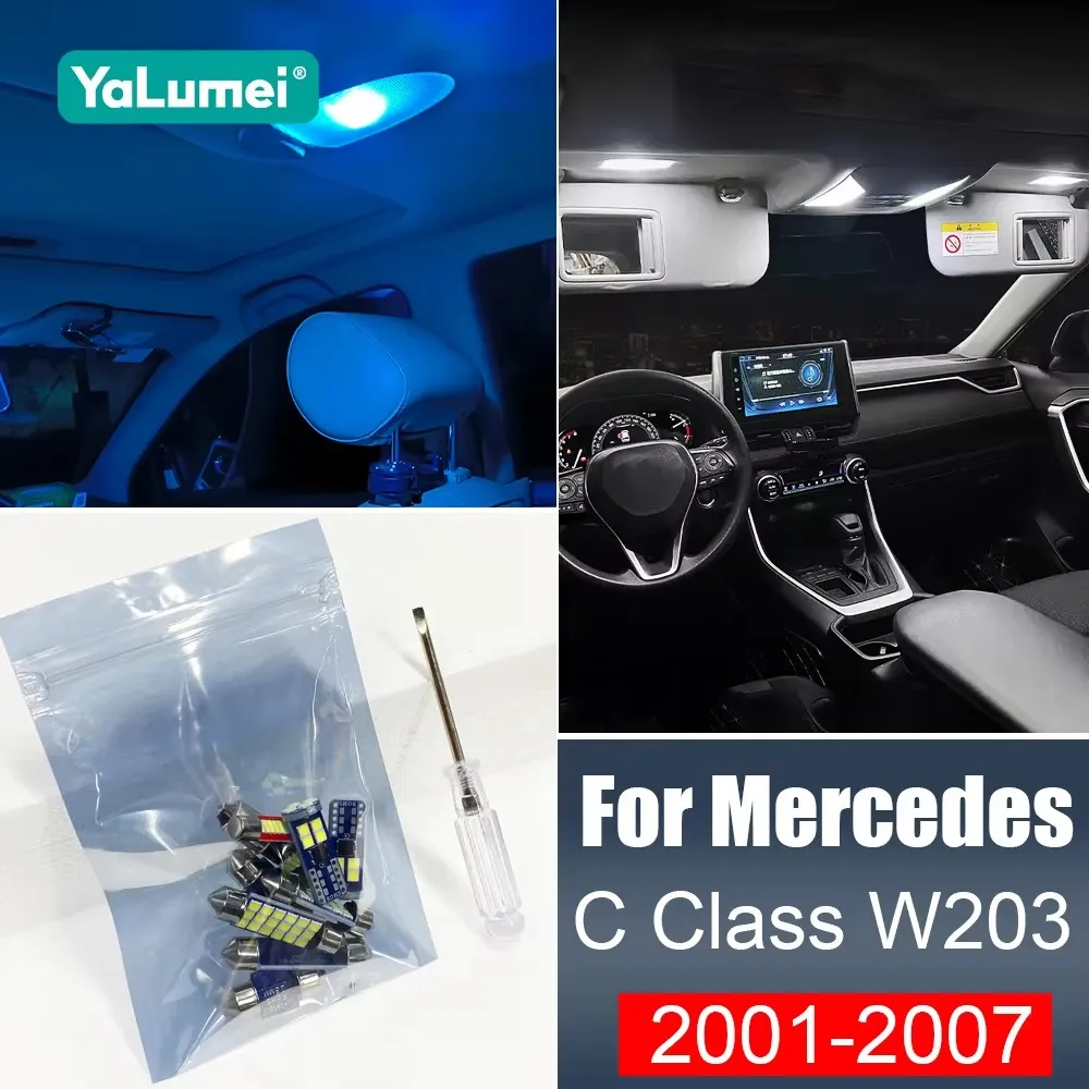 Für Mercedes Benz C-Klasse W203 2001-2003 2004 2005 2006 2007 11-teiliges Set Leselampen Schminkspiegel Handschuhfach-Beleuchtung Kofferraum-Glühbirnen