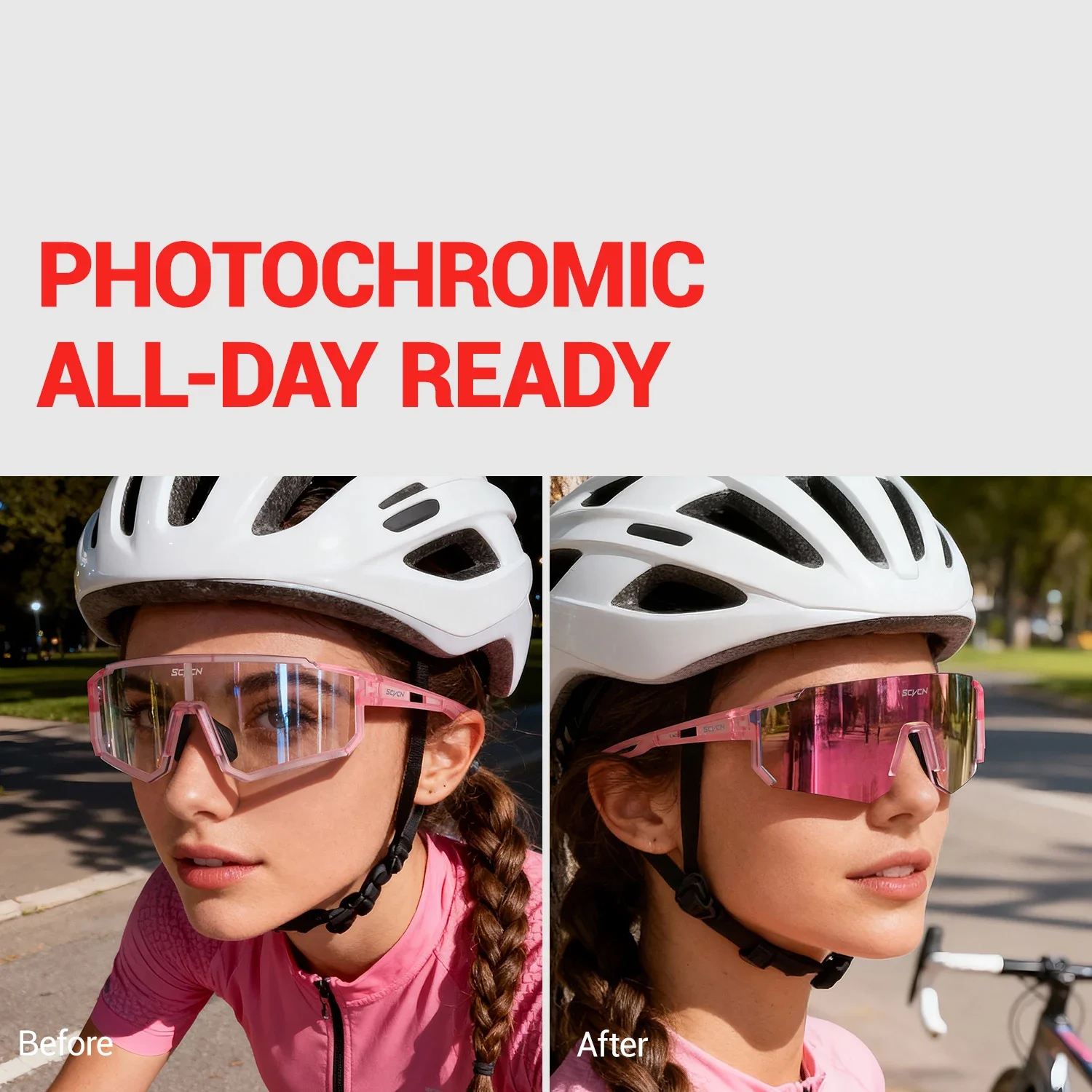 SCVCN Women Pink Bike Cycling Glasses Bicycle Photo Accessories Golf Eyepieces Camping Sunglasses UV400 Outdoor Sports Equipment