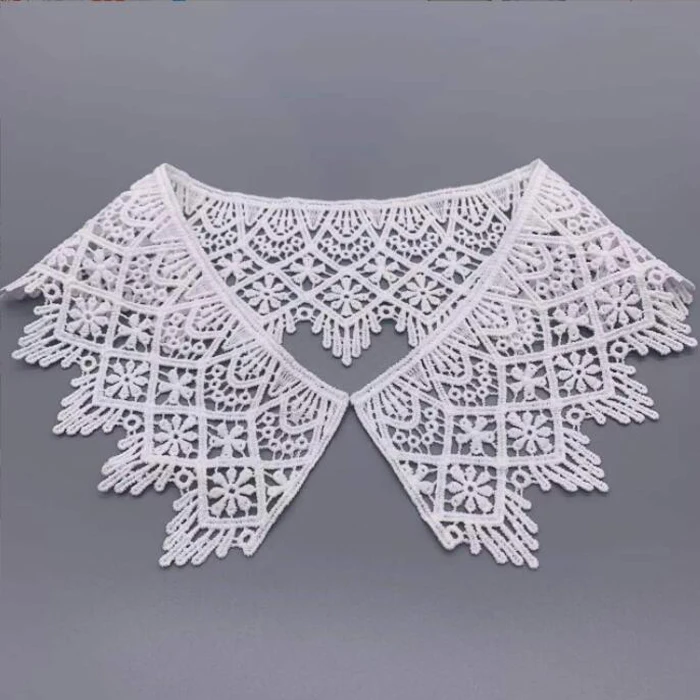 White Neckline Lace Collar Craft Sewing Fabric Venise Motif