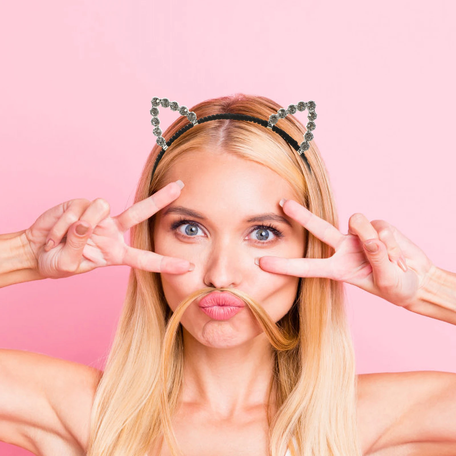 

3pcs Cat Ears Headb Alloy Hairpin Rhinestone LB327 LB328 LB329 Cute Shining Elegant Halloween Cosplay Party Women Adult Hair