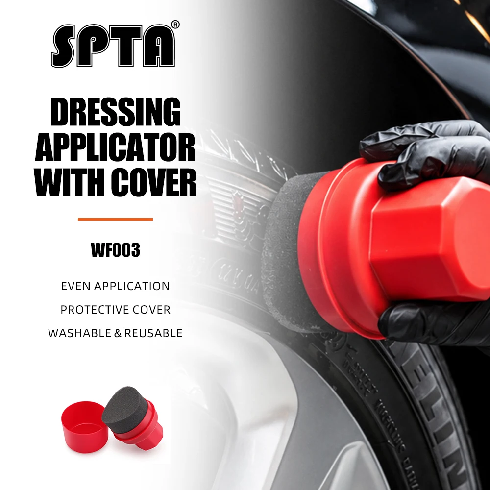 SPTA Dressing Applicator With Cover Sponge Applicator, Soft Sponge Applicator,Detailing Tool for Any Cars, Orange