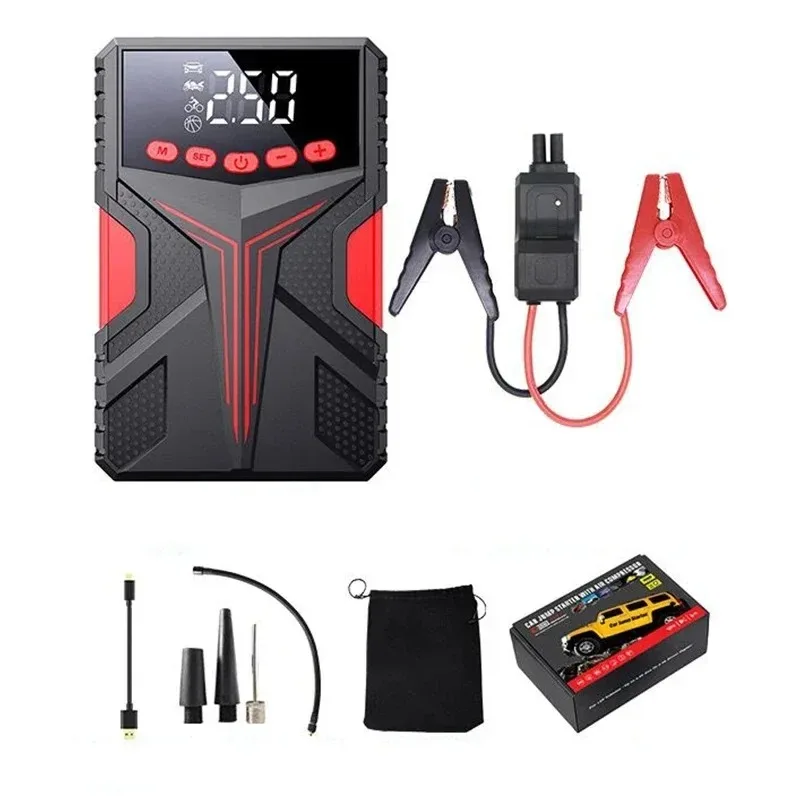 Car Jump Starter Air Pump Power Bank Lighting Portable Air Compressor 4 In 1 Cars Battery Starters Starting Auto Tyre Inflator image 3
