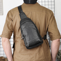 Popular Men's Chest Bag Genuine Leather Business Crossbody Sling Bag Portable Storage 7.9 Inch Ipad Messenger Bags For Male