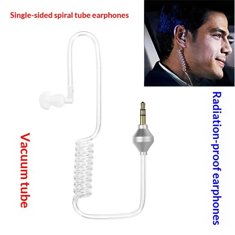 Single Side In-Ear Earphone Heavy Bass Flexible Retractable Spring Cable Headset for Taxi Drivers Business Workers