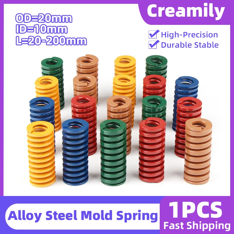 Creamily 1PCS Mould Die Spring 20x10xL Precision Spring Loading Compression Rectangular Spring OD=20mm ID=10mm L=20-200mm