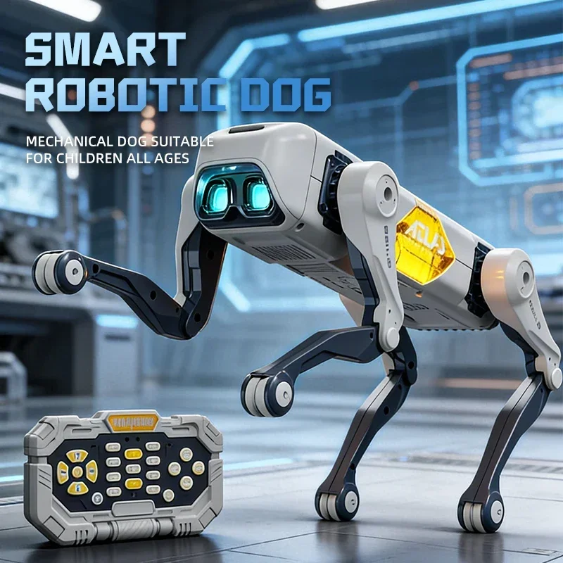 AI Smart Robotic Dog ATLAS Remote Control Voice APP Control Bionic Interactive Robot Dog Toy with Sing Dance Light for Kids Gift