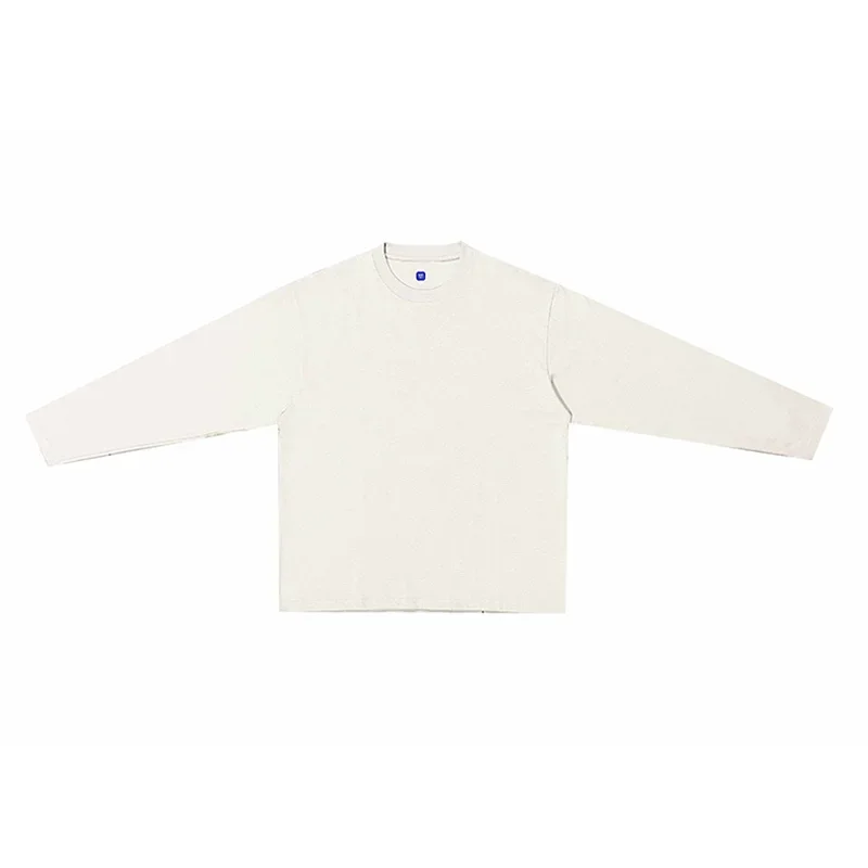 Blauw Print Tag Effen Kanye West YZY Lange Mouw T-shirt Mannen Vrouwen 1:1 Beste Kwaliteit High Street Casual Losse T-shirt Katoen Tees