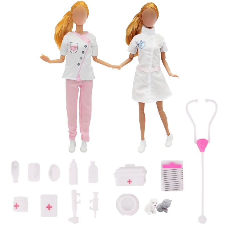 Doctor And Nurse Clothes, Mini Medical Equipment,Protective Suit,Uniform Suitable For 11.5 Inch Ken & 30cm Doll Bjd,Accessories