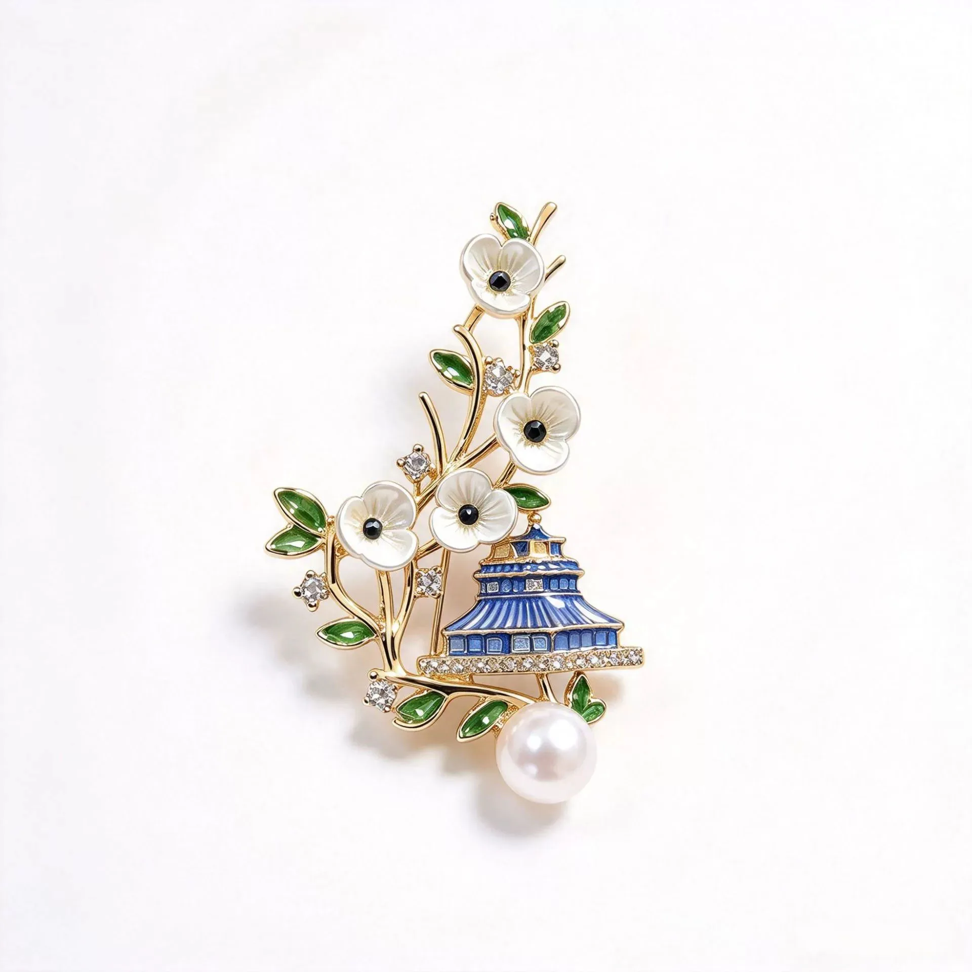 Design Clothing Simulation Pearl Flower Cheongsam Chinese Clothing Accessories Chinese Attic Palace Brooch