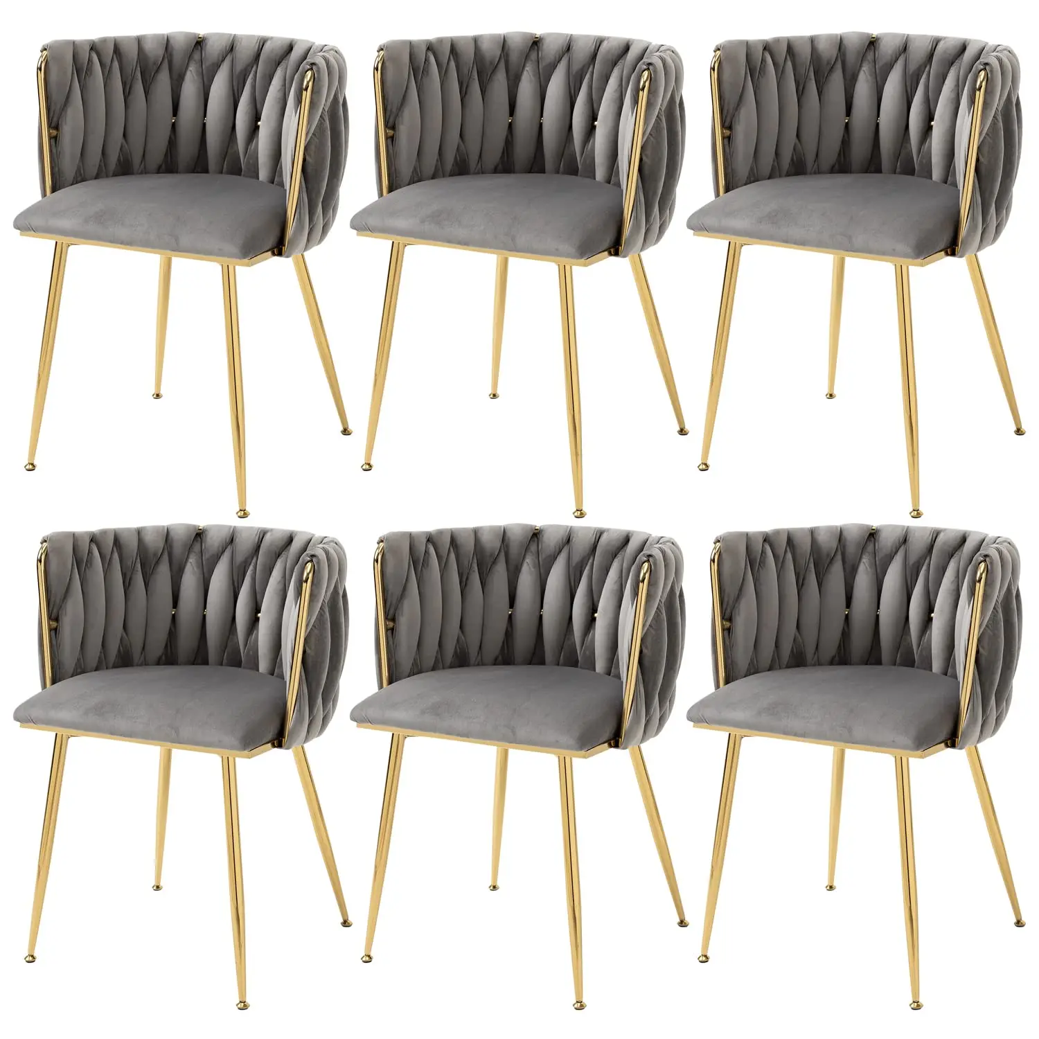Velvet Dining Chairs 6pcs Gold Metal Legs Modern Upholstered Accent for Living Dining Kitchen, Customized