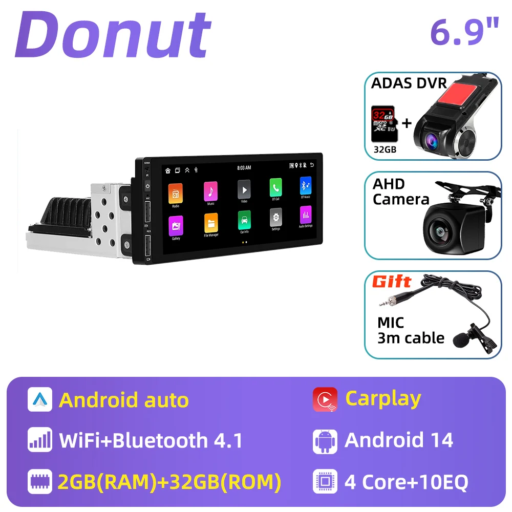 1 Din Carplay Scherm Voor Citroen C3 Picasso Tendance 2009-2017 1din Android Radio Stereo Auto Multimedia Head Unit Autoradio Gps