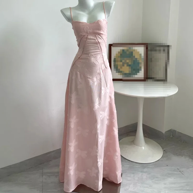 

Elegant Print Backless Maxi Dress For Women Fashion New Spaghetti Strap Sleeveless Loose A-line Club Party Long Dress
