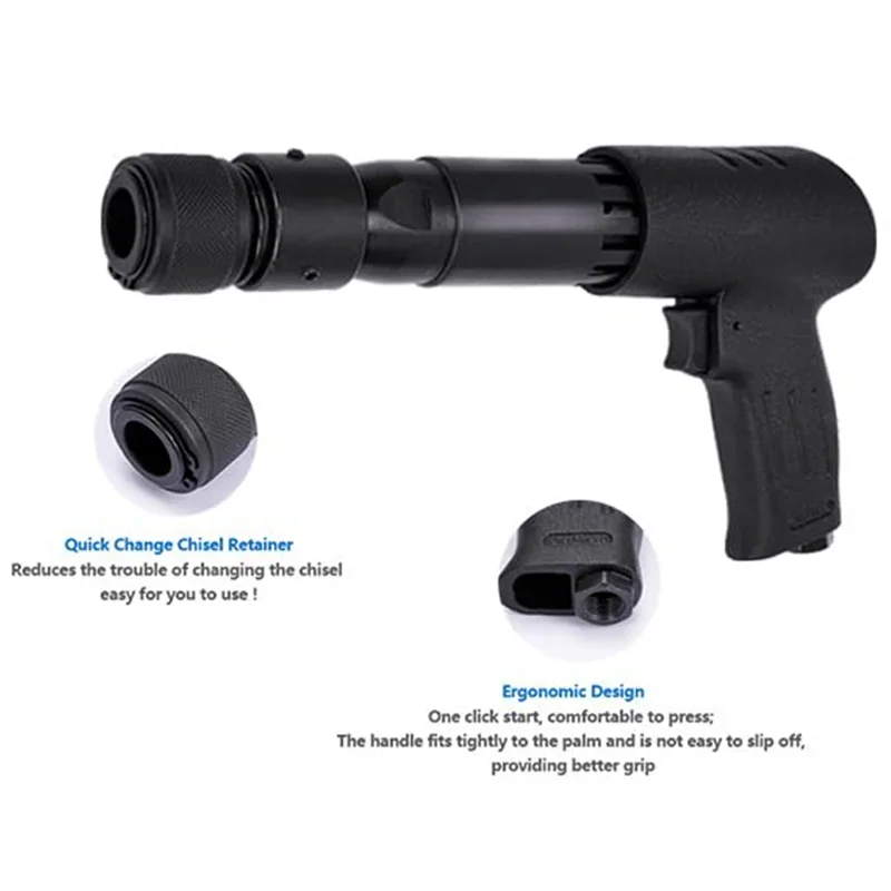 Air Hammer with 19-Piece Tool plus Set, Multifunctional Pneumatic Hammer Kit with with Quick Change Retainer, Carrying Case