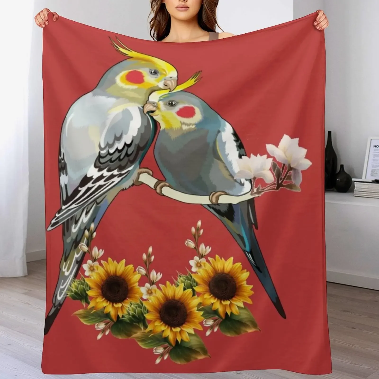 

New Cockatiel parrot has a gray body Throw Blanket Luxury Designer Plush Soft Big Cute Blankets