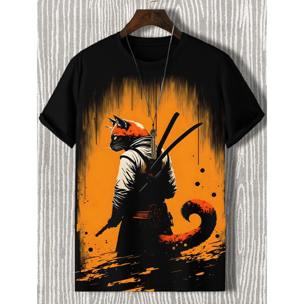 Anime Cat Men\'s T-Shirt Summer Fashion Short Sleeve 3d Printed Cartoon Men\'s Clothing T Shirt For Men Vintage Daily Casual Tops
