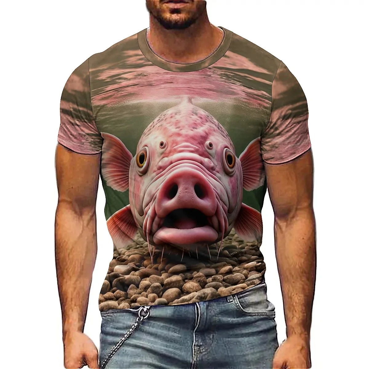 Novel Loose Four-Season Tie-Dye Men's 3D Printed Short Sleeve T-Shirt - Loose Fit