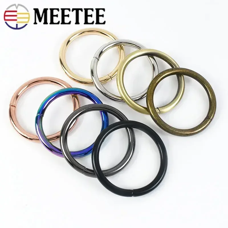 30Pcs Meetee 12-50mm O Rings Metal Buckles for Bag Dog Collar Webbing Loop Claps Belt Buckle Chain Hooks DIY Bags Accessories