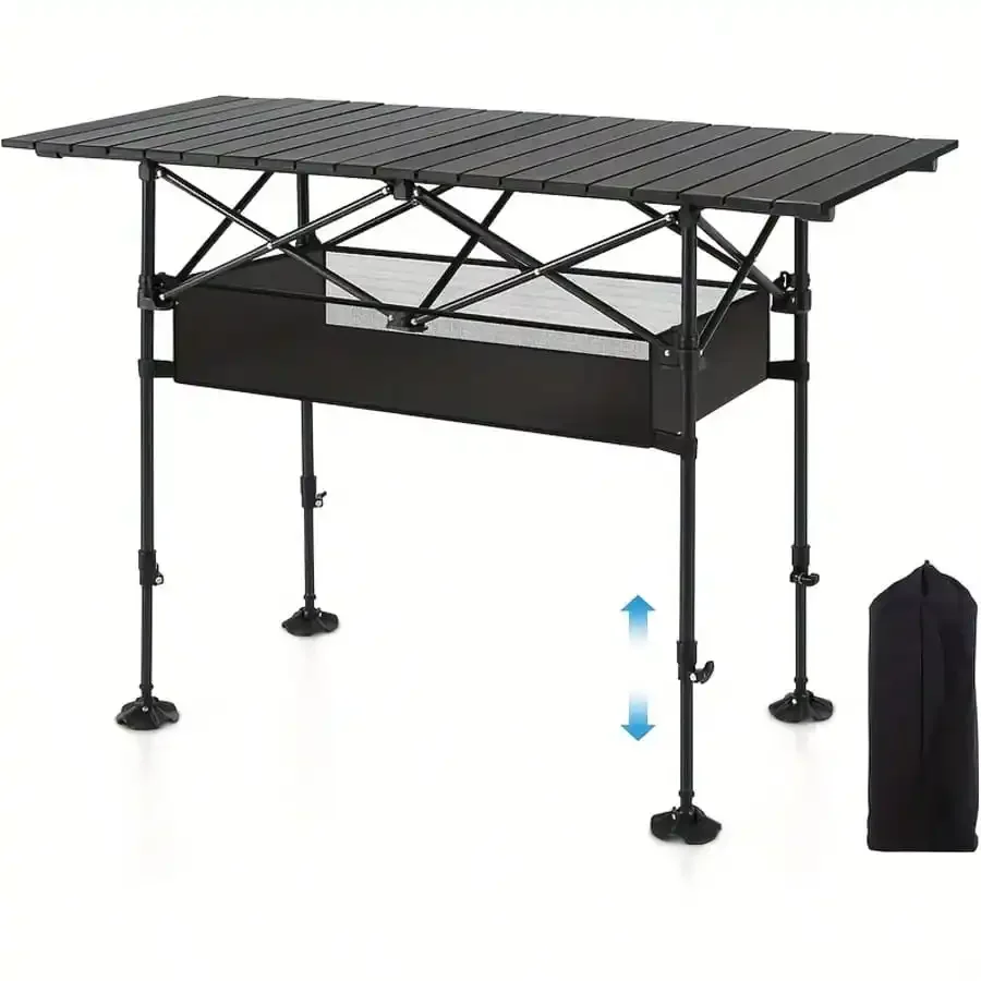 

Aoran Outdoor Folding Portable Picnic And Camping Table, Aluminum Roll-Up Table With Easy-To-Carry Bags, Suitable For Indoor And