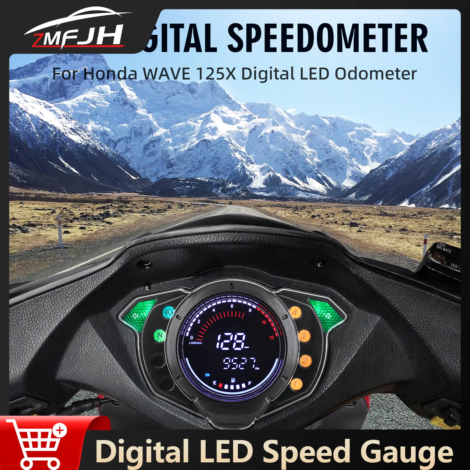 

For Honda WAVE 125X LED Digital Motor RPM Tachometer Speed Gauge Fuel Level Instrument Waterproof Speedometer Dashboard