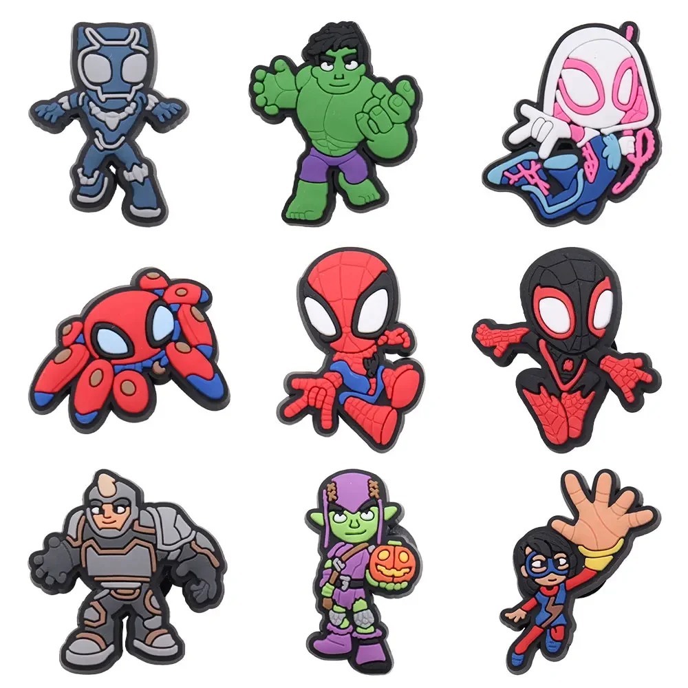 9/15/16//100 Stück Mesuca Heros Spider-Man PVC-Sandalen-Schuh-Schnallen, Clog-Schuh-Charms, beliebte Dekorationen für Kinder, DIY-Geschenke für Jungen-Partys – Detail 2