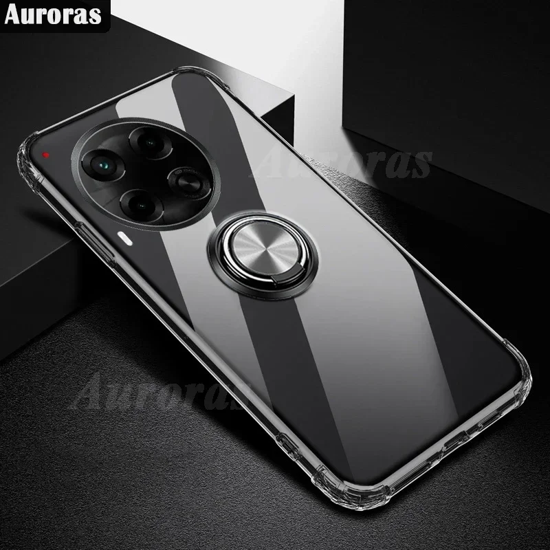 

For Tecno Camon 30 Premier 5G Case Adsorbable Ring Transparent Airbag Silicone Shell For 30 4G 30 Pro 30S Pro 5G Cover Fundas