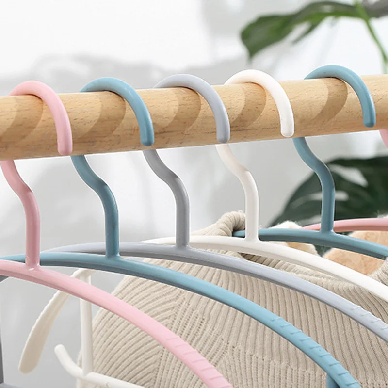 10Pcs Clothes Hangers Colorful Plastic Thicken Non-Slip Traceless Clothes Racks Semi-Circular Windproof Drying Hangers Organizer