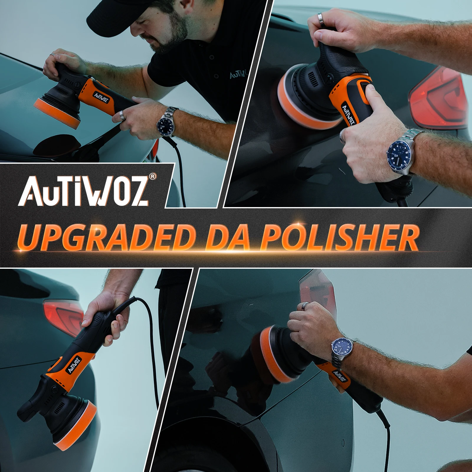 AUTIWOZ W01 630W DA Autopolijstmachine 125mm 5 inch Dual Action Random Orbital Polijstmachine 6 Snelheden Polijstmachine Autolakverzorgingsset