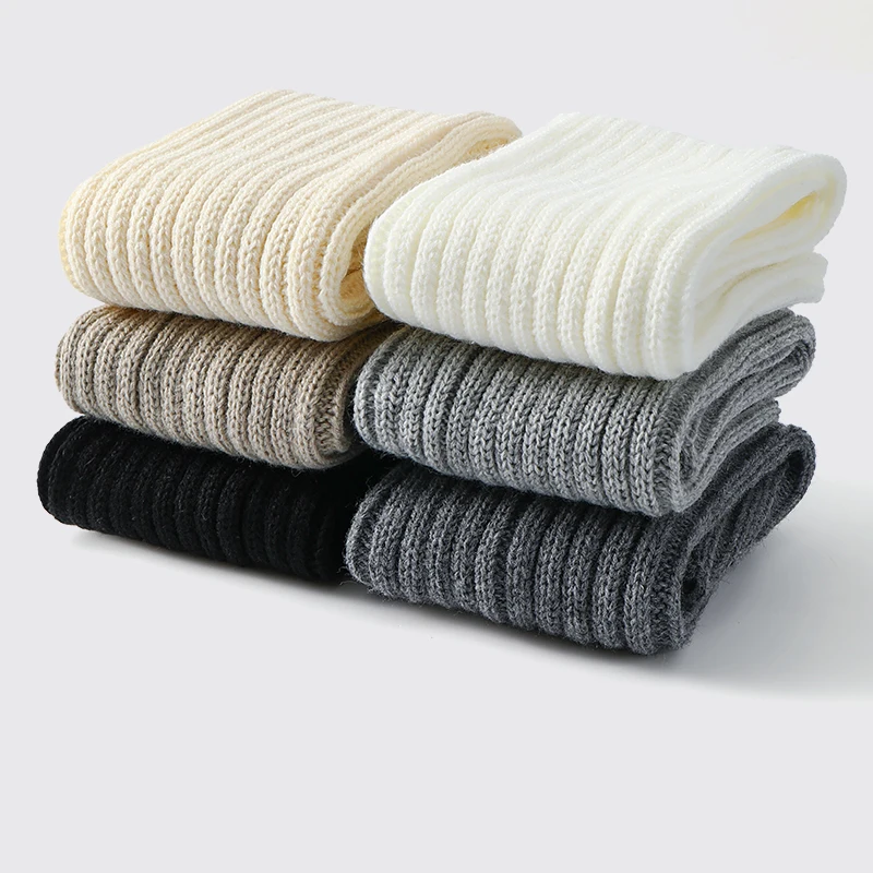 Kave 40CM Knitted Pile Socks  Women Stockings JK Long Socks Thigh High Stockings Black White Knee High Socks Japanese Styles