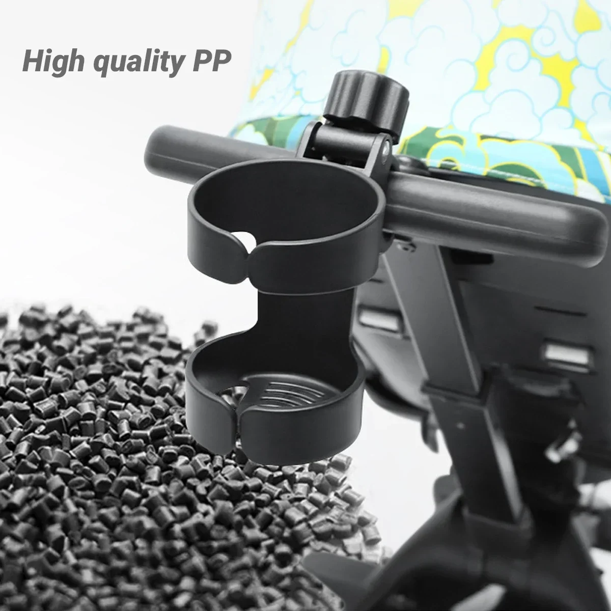 

360 Degrees Rotation Drink Holder for Bike Pushchair Wheelchair Walker Bicycle Fits Most Cups Gifts for Relatives