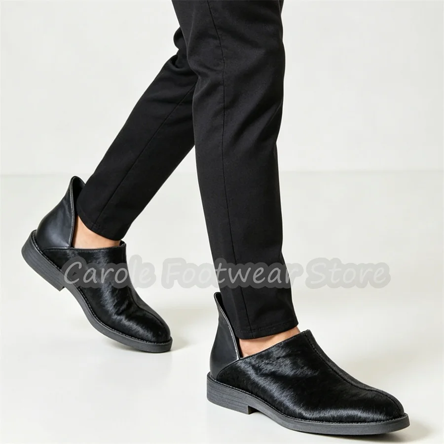 

New Arrival Luxury Horse Hair Male Loafers Western Style Genuine Leather Casual Dress Shoes Business Wedding High Top Shoes