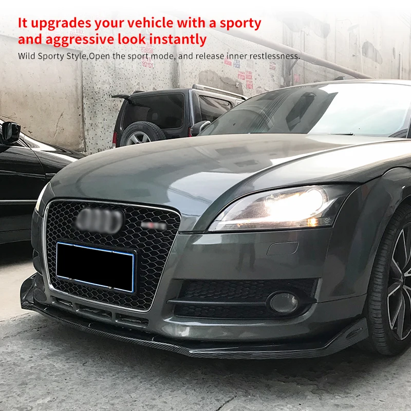 

For Audi TT RS 2004-2008 2009-2015 2016-2019 Carbon Look ABS Car Front Bumper Splitter Lip Body Kit Spoiler Diffuser Protector