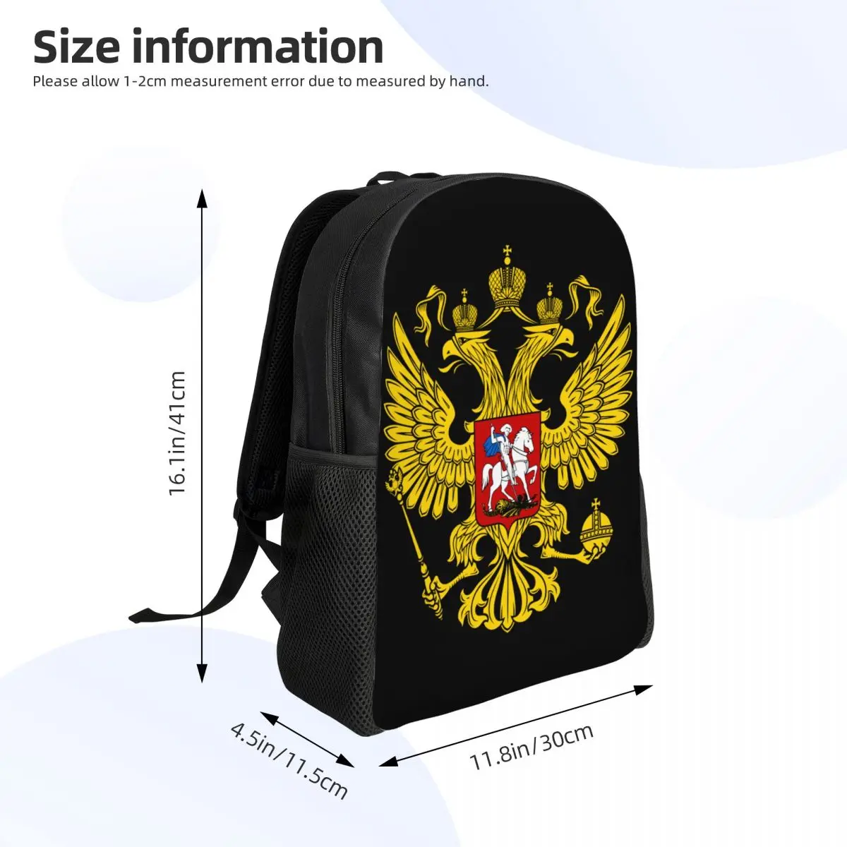 Personalizado Brasão De Armas Da Rússia Laptop Mochila, Moda Bookbag para Escola, Estudante Universitário, Mulheres e Homens