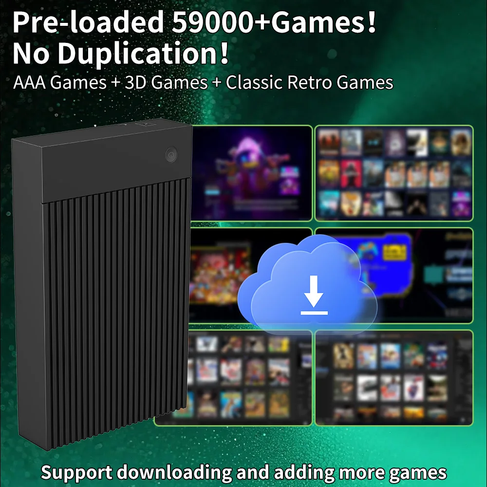 Hyper Base MIX 4T Retro HDD 59000+Games for Switch/PS4/PS3/PS2/WiiU Emulators Plug＆Play Game Console Retrobat＆Playnite＆Launchbox view 4