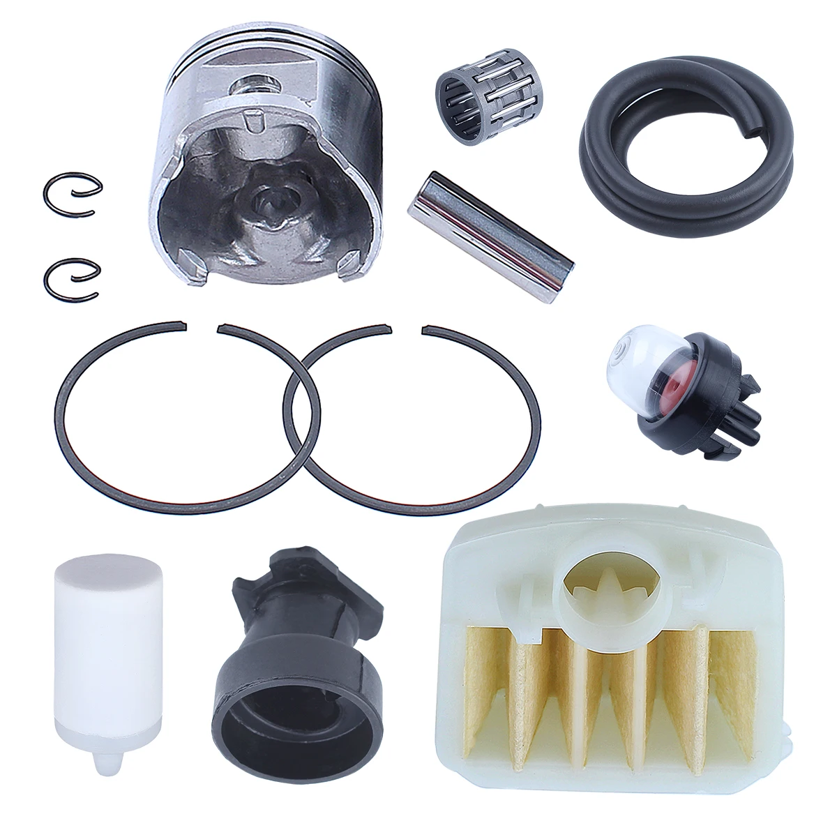 

Air Fuel Line Filter 45mm Piston Ring Kit for Husqvarna 353 350 Chainsaw Replacement Parts Power Tools with Intake Manifold