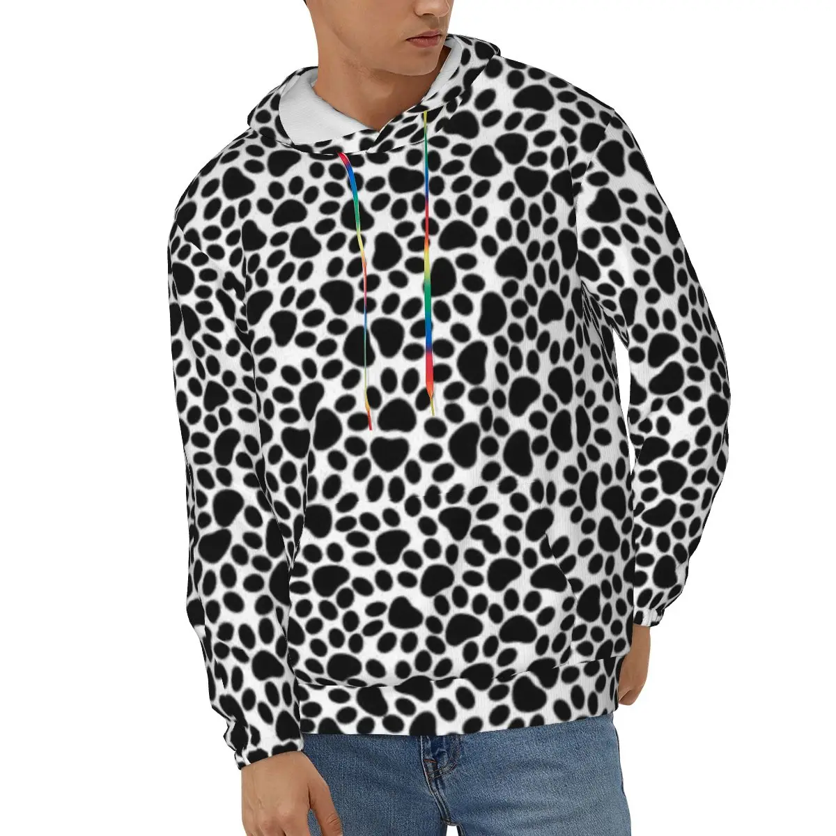 

Men Hoodies Streetwear Hoodie Dog Paw Print Sweatshirt Casual Male Autumn Winter Pullover Hoody