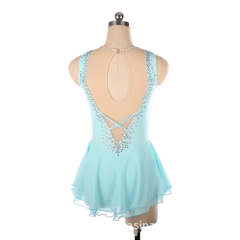 Customized sleeveless ice skating clothing children adult figure Kosten performance competition dress ballet leotard gymnastique