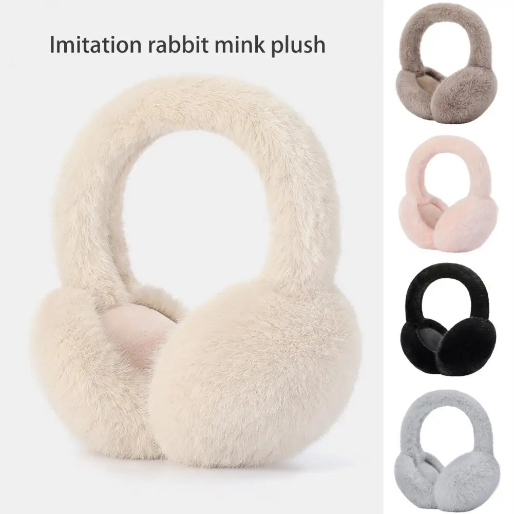 

Foldable Earmuffs Cozy Faux Fur Winter Earmuffs for Women Solid Color Anti-slip Ear Warmers with Elastic Lightweight Foldable