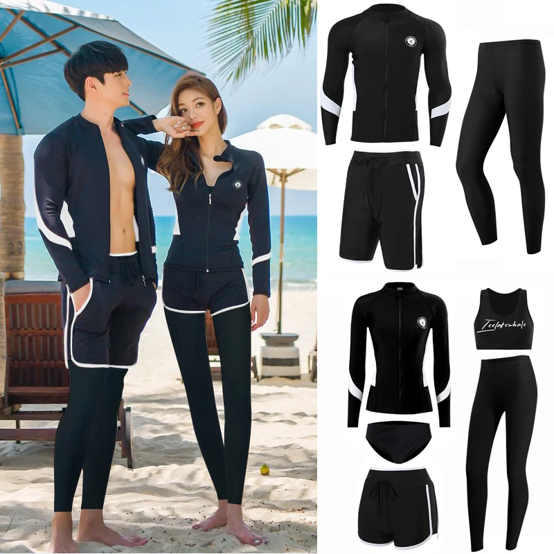 Rash Guards Long Sleeve Swimwear Print Women 2025 Couple Two Piece Swimsuit Men Surfing Swimming Suit Beach Diving Bath Suit