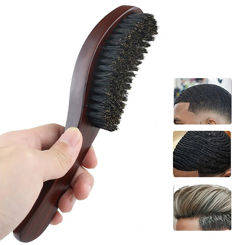 Wood Handle Boar Bristle Cleaning Brush Hairdressing Men Beard Brush Anti Static Barber Hair Styling Comb Shaving Tools